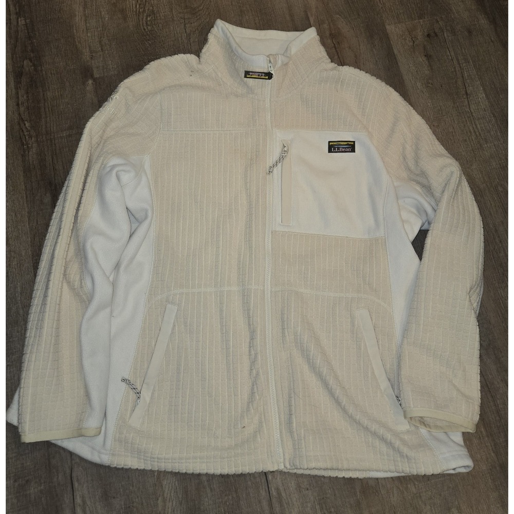 L.L. Bean Jacket Mountain Classic Windproof Fleece Full Zip Outdoors Bone Sz‎ 3X